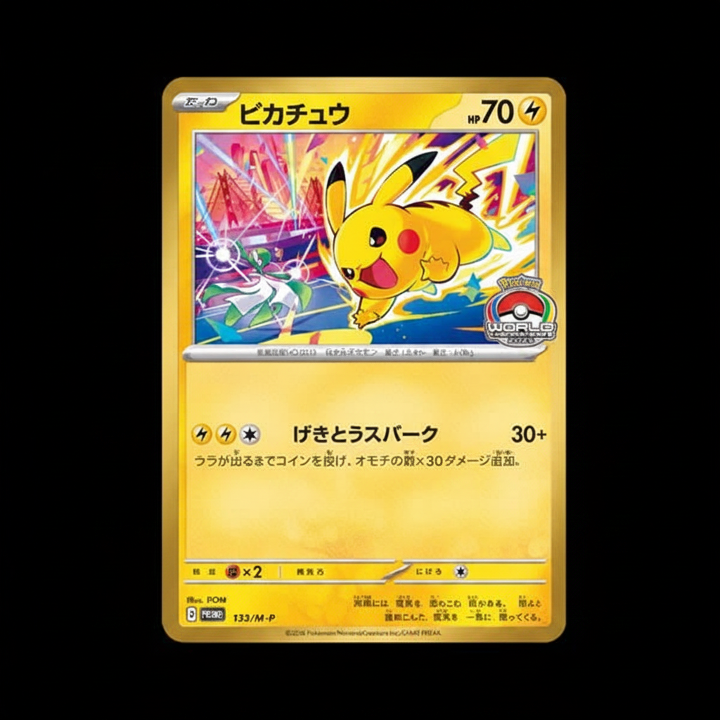 Pikachu 133/M-P Worlds 2026 Promo JAP – sfondo nero